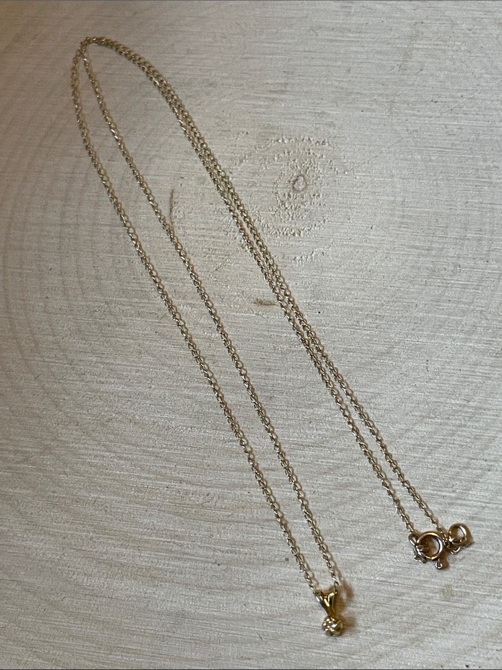 14k Gold Tiny .015ct Solitaire Pendant Necklace - Picture 5 of 7